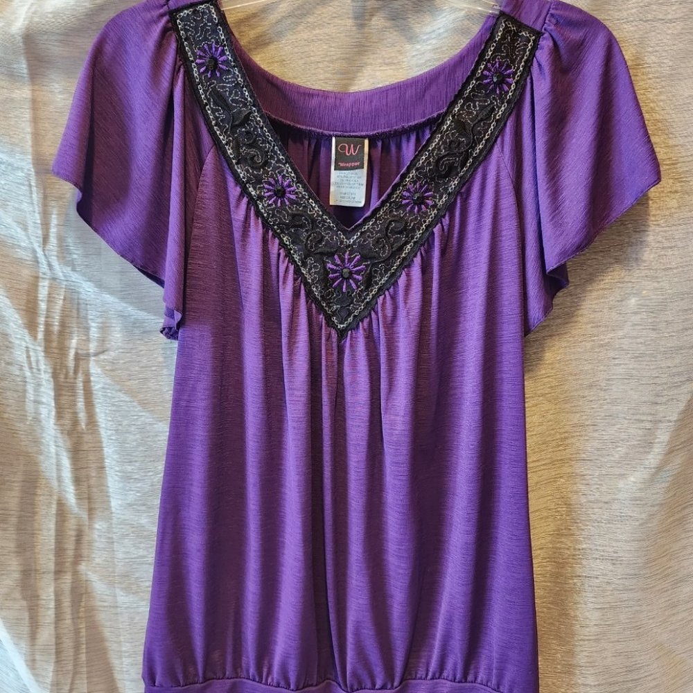 Wrapper Dark Purple Women's Blouse